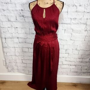 Alexa b maxi gown Sz 12 burgundy sleeveless side slit A33